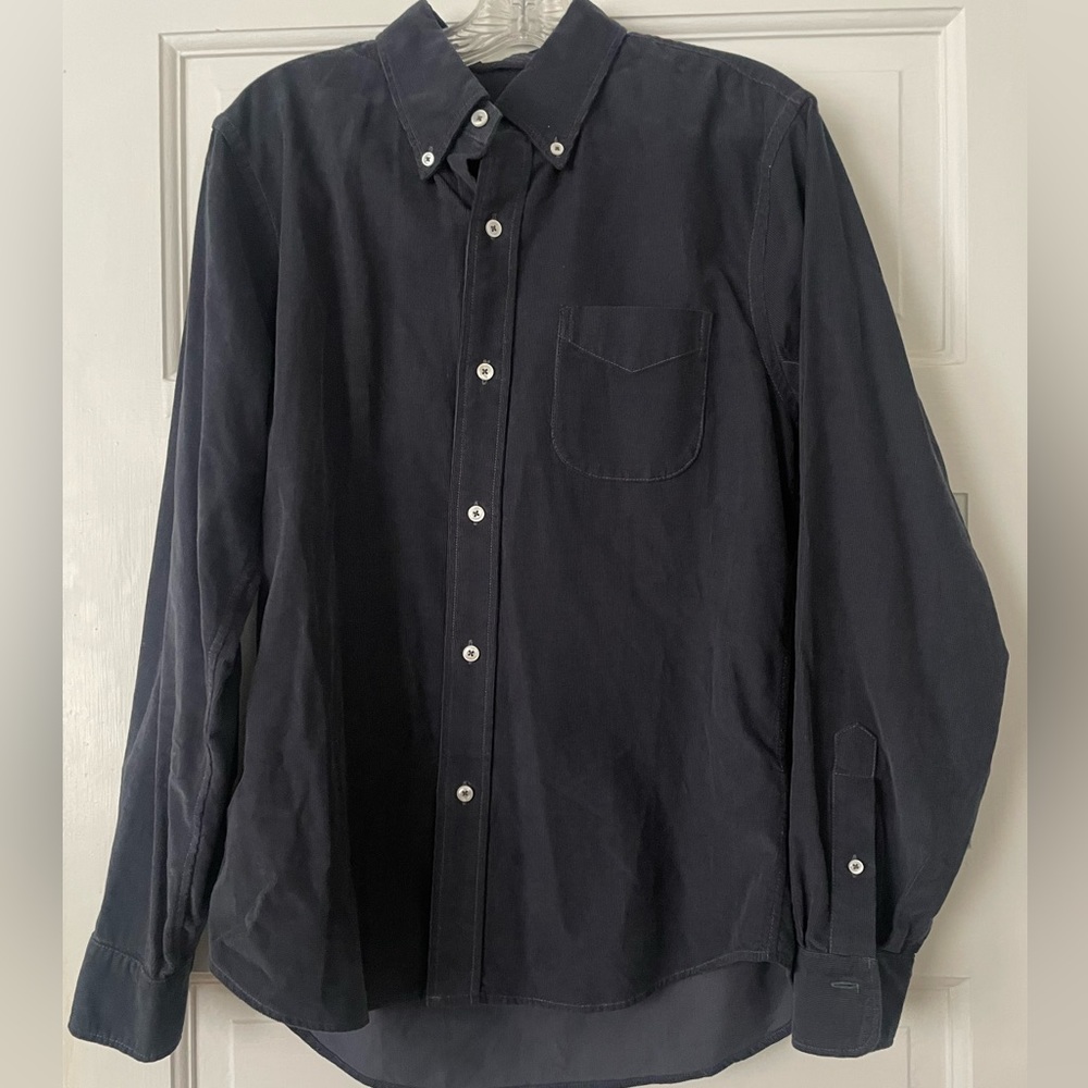 Buck Mason dark blue corduroy button down shirt size Medium